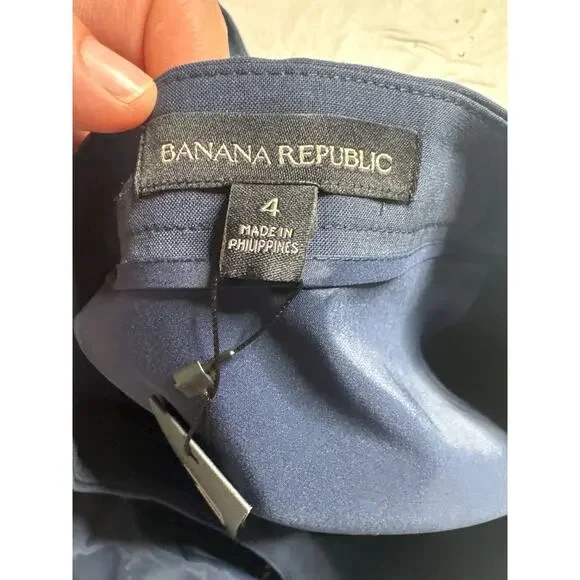 Banana Republic Suit Set Size 4 Dark Blue Italian Wool Skirt & Jacket NWT - Picture 8 of 9